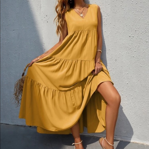 Boho V neck ruffle hem maxi dress - Picture 6 of 15